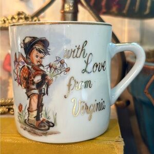 Charming Virginia Souvenir Mug - White with Gold Accents Hand Crafted in Japan